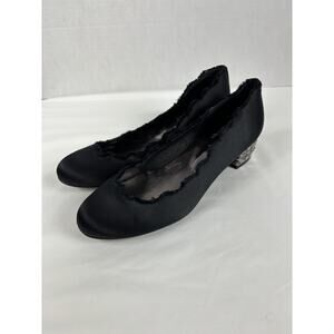 FS/NY FSNY by Night Telegram Satin Heels Dress Shoes 7.5 Black Silver Sculptural